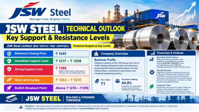 JSW Steel Technical Analysis support resistance and breakout levels